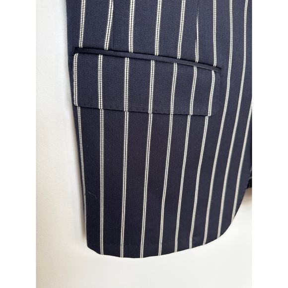 Crombie 2000s Navy Pinstripe Wool Blazer Preppy Chic 38R - Picture 8 of 12